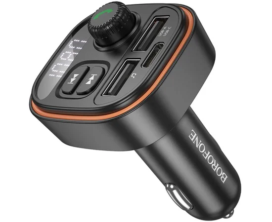 АЗУ FM модулятор Borofone BC59 Heroic (2USB-A/1C) Black