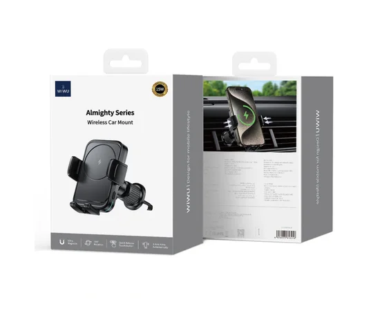 Автодержатель с БЗУ WIWU CH-321 15W Black