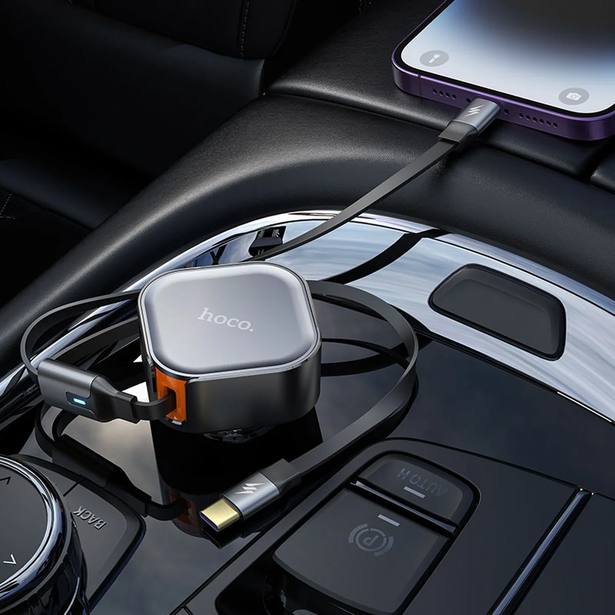 АЗУ Hoco NZ13 Clever PD30W + выдвижные кабеля Type-C and Lightning Black