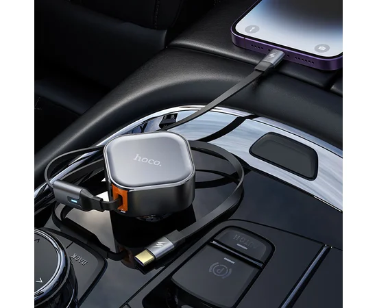 АЗУ Hoco NZ13 Clever PD30W + выдвижные кабеля Type-C and Lightning Black