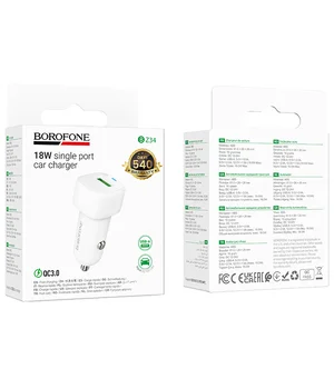 АЗУ Borofone BZ34 Cloud QC3.0 18W (1USB-A) White