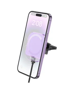 Автодержатель с БЗУ Hoco HW17 Crystal (air outlet) Romantic purple