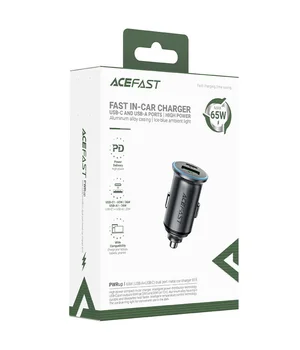 АЗУ Acefast B15 PD20W+QC3.0 65W (1USB-A/1C) Gray