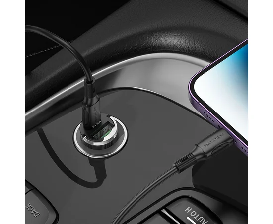 АЗУ Borofone BZ29A Talented PD36W+QC3.0 (1USB-A/1C) + кабель Type-C to Lightning Transparent black