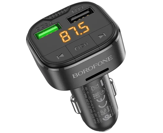АЗУ FM модулятор Borofone BC43 Flash QC3.0 Black