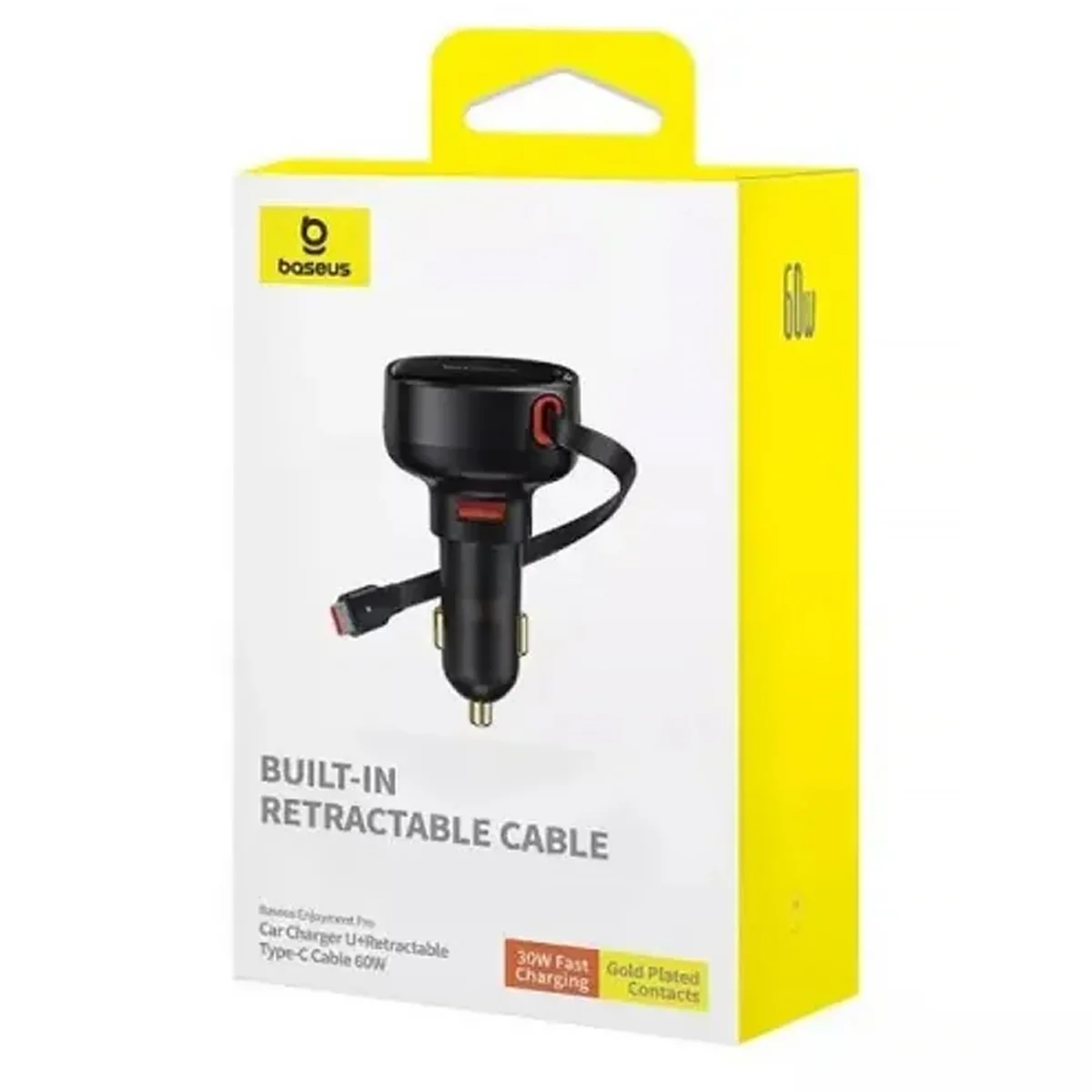 АЗУ Baseus Enjoyment Pro PD60W with retractable cables (1USB-A/1C/1L) (C00057802111) Cluster Black