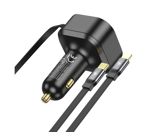 АЗУ Hoco NZ13 Clever PD30W + выдвижные кабеля Type-C and Lightning Black