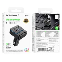 АЗУ FM модулятор Borofone BC60 Hero 35W (2USB-A/1C) Black