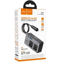 АЗУ інвертор Hoco Z66 New PD66W+QC3.0 (2USB-A/1C/2xSocket) (0.5m) Black