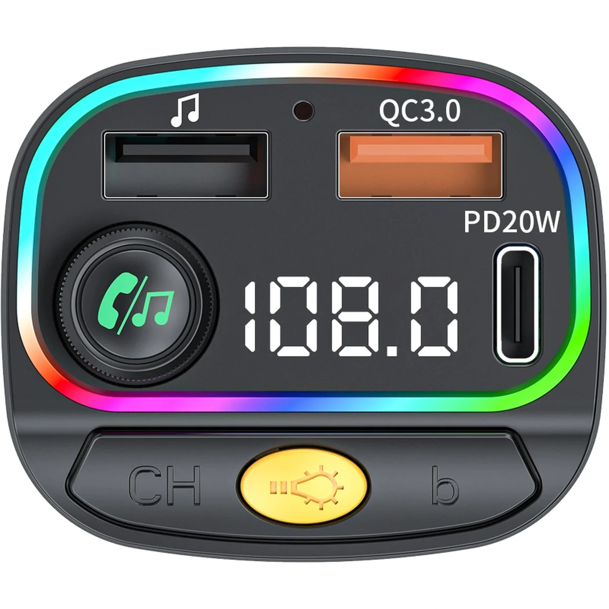 АЗУ FM модулятор WIWU QC031 MP3 Car PD20W+QC3.0 (2USB-A/1C) Black