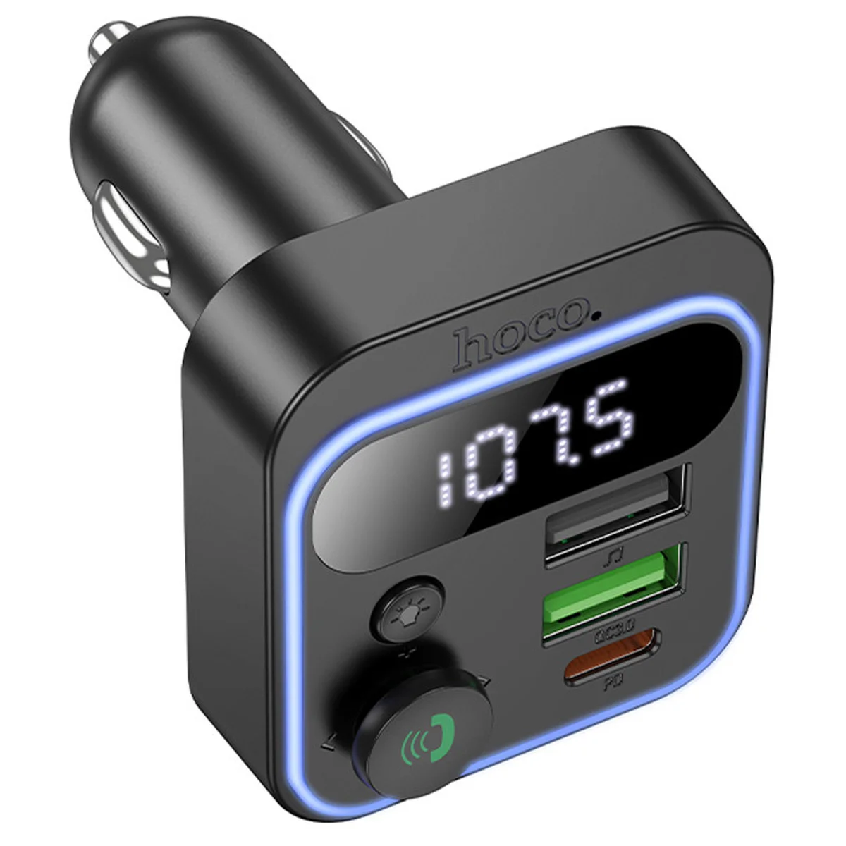 АЗУ FM модулятор Hoco E85 Tiger PD20W+QC3.0 Black