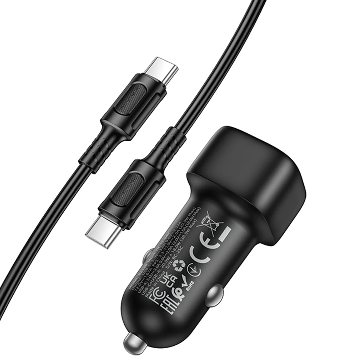 АЗУ Borofone BZ34B Cloud PD20W+QC3.0 total 38W (1USB-A/1C) + кабель Type-C to Type-C Black