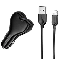 АЗУ Borofone BZ35 Leader PD15W+QC3.0 total 30W (2USB-A/2C) + кабель USB to Lightning Black