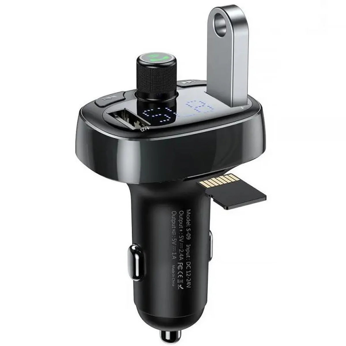 АЗУ FM модулятор Baseus S-09 Overseas Edition 3.4A (2USB-A) (CCMT000301) Black