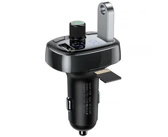АЗУ FM модулятор Baseus S-09 Overseas Edition 3.4A (2USB-A) (CCMT000301) Black