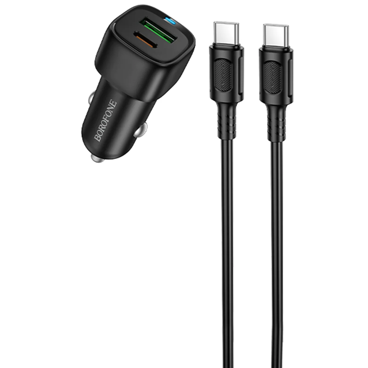 АЗУ Borofone BZ34B Cloud PD20W+QC3.0 total 38W (1USB-A/1C) + кабель Type-C to Type-C Black