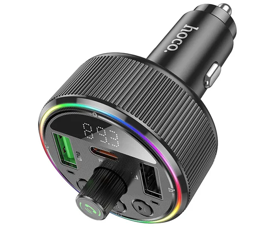 АЗУ FM модулятор Hoco E82 Guerrero PD30W+QC3.0 (2USB-A/1C) Black