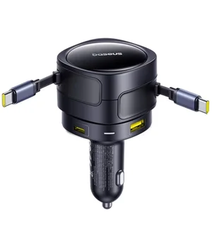 АЗУ Baseus Enjoyment Max PD90W with retractable cables (1USB-A/3C) (C00035507121) Cosmic Black