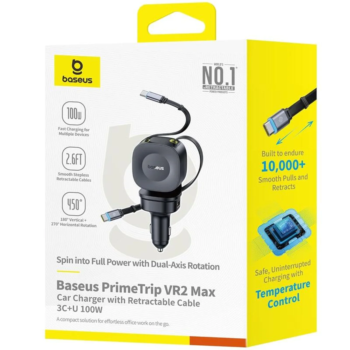 АЗУ Baseus PrimeTrip VR2 Max PD100W+QC3.0 with retractable cable (1USB-A/3C) (C02066) Cosmic Black