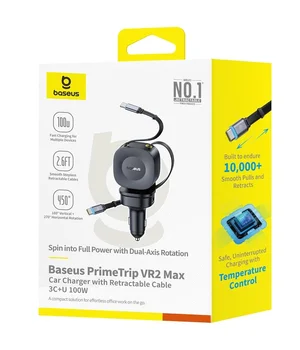 АЗУ Baseus PrimeTrip VR2 Max PD100W+QC3.0 with retractable cable (1USB-A/3C) (C02066) Cosmic Black
