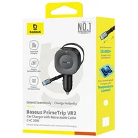 АЗУ Baseus PrimeTrip VR2 30W with retractable cable (2USB-C) (C0206401) Cosmic Black