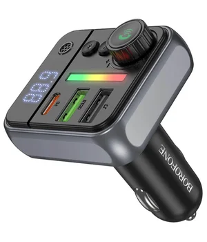 АЗУ FM модулятор Borofone BC50 Ascenso PD20W+QC3.0 18W (2USB-A/1C) Black