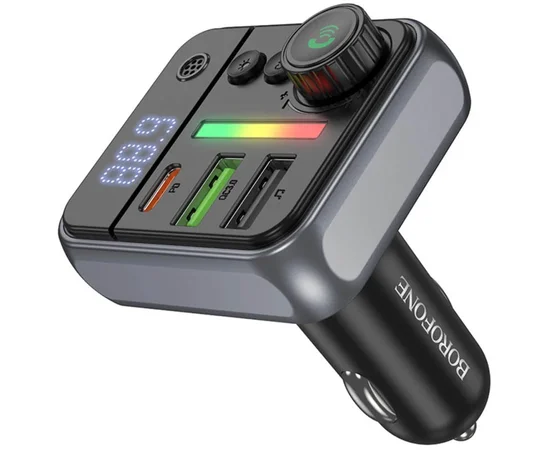 АЗУ FM модулятор Borofone BC50 Ascenso PD20W+QC3.0 18W (2USB-A/1C) Black