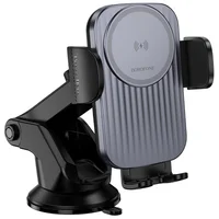 Автоутримувач із БЗУ Borofone BH222 Leading 15W (center console) Black / Metal gray