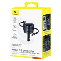 АЗУ Baseus Enjoyment Max PD90W with retractable cables (1USB-A/3C) (C00035507121) Cosmic Black