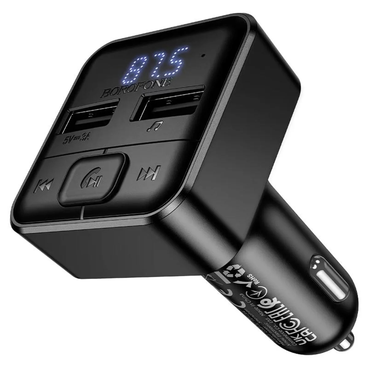 АЗУ FM модулятор Borofone BC63 Selecto QC3.0 (2USB-A) Black