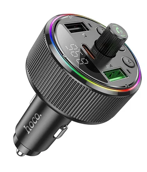 АЗУ FM модулятор Hoco E82 Guerrero PD30W+QC3.0 (2USB-A/1C) Black