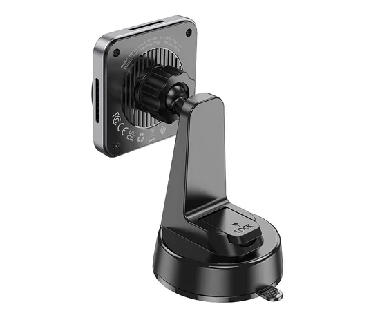 Автодержатель с БЗУ Hoco HW16 Speed (center console) Black / Metal gray