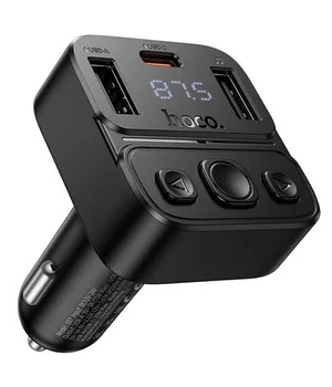 АЗУ FM модулятор Hoco E87 Delta 35W (1USB-A/1C) Black