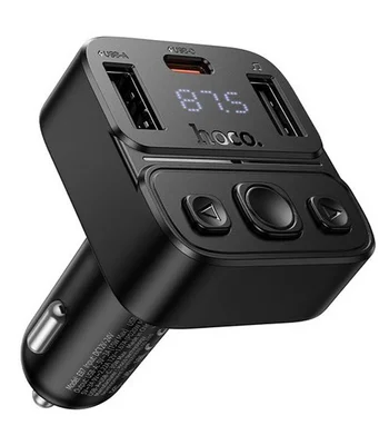 АЗУ FM модулятор Hoco E87 Delta 35W (1USB-A/1C) Black
