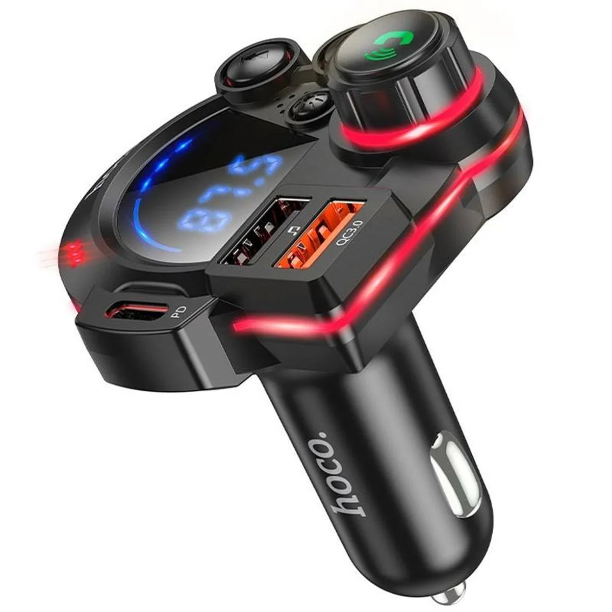 АЗУ FM модулятор Hoco DFM01 Legend 20W+QC3.0 (2USB-A/1C) Black