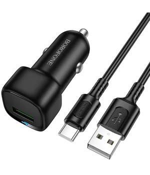 АЗУ Borofone BZ34 Cloud QC3.0 (1USB-A) + кабель USB to Type-C Black