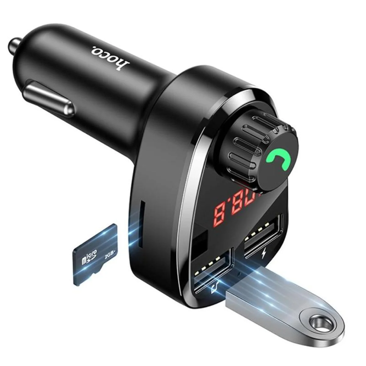 АЗУ FM модулятор Hoco DE24 QC3.0 (2USB-A) Black