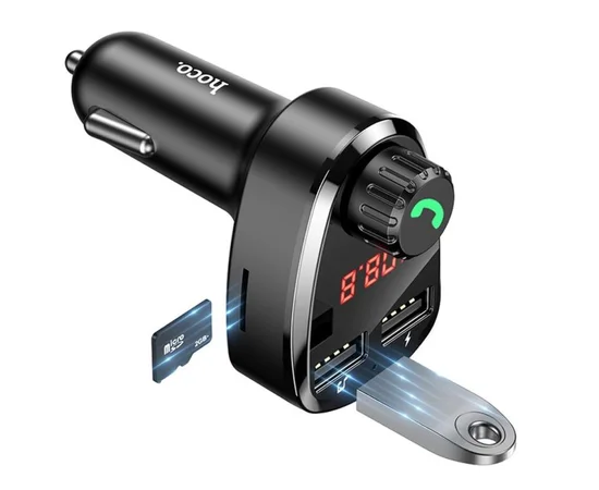 АЗУ FM модулятор Hoco DE24 QC3.0 (2USB-A) Black