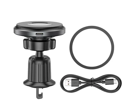 Автодержатель с БЗУ Borofone BH202 Seaside magnetic Metal gray