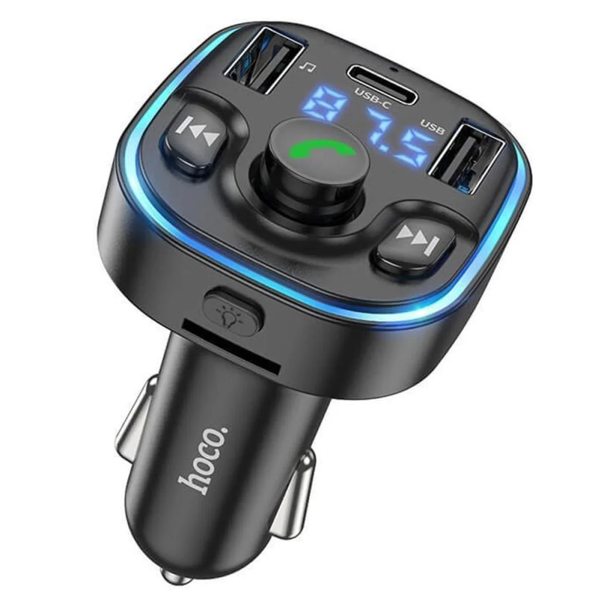 АЗУ FM модулятор Hoco DE5 PD20W+QC3.0 (2USB-A/1C) Black