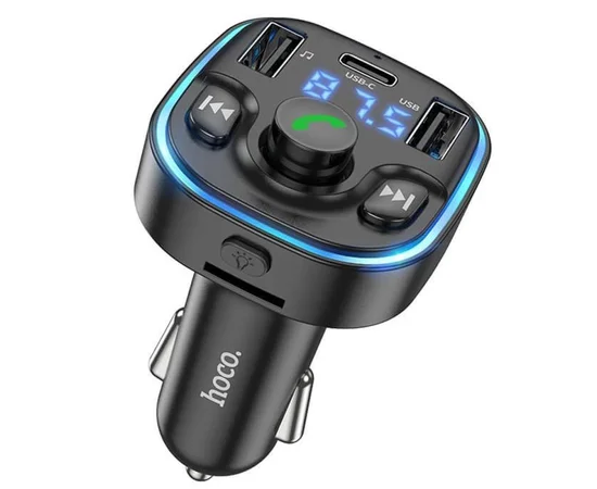 АЗУ FM модулятор Hoco DE5 PD20W+QC3.0 (2USB-A/1C) Black