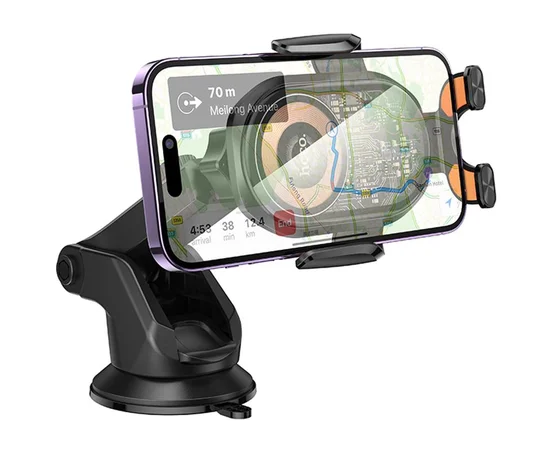 Автодержатель с БЗУ Hoco HW34 Blue whale 3-axis linkage wireless 15W (center console) Black