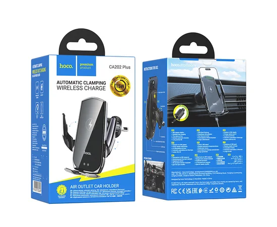 Автодержатель с БЗУ Hoco CA202 Plus Black