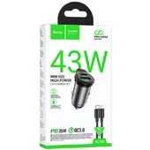 АЗУ Hoco NZ16A Rigorous 43W (1USB-A/1C) + кабель Type-C to Lightning Metal grey
