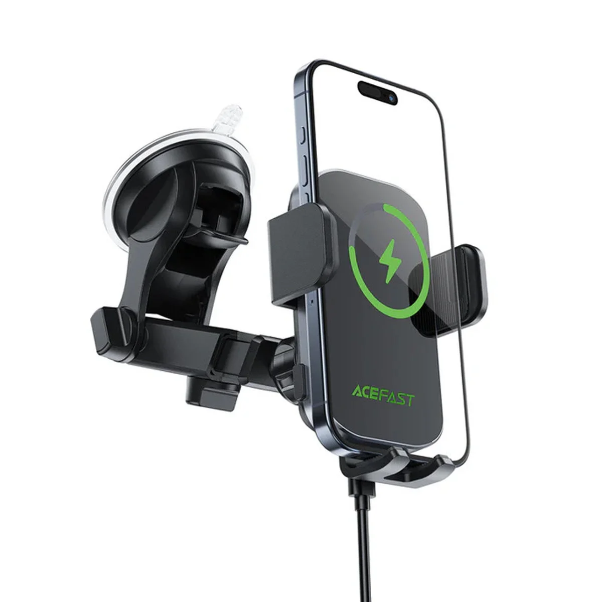 Автодержатель с БЗУ Acefast D53 with Electric Clamp for Dashboard Black