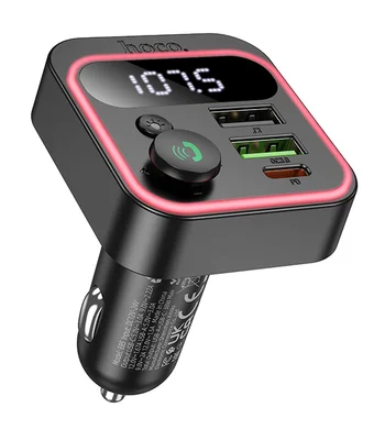 АЗУ FM модулятор Hoco E85 Tiger PD20W+QC3.0 Black