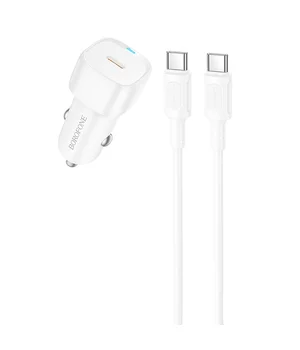АЗУ Borofone BZ34A Cloud PD20W (1USB-C) + кабель Type-C to Type-C White