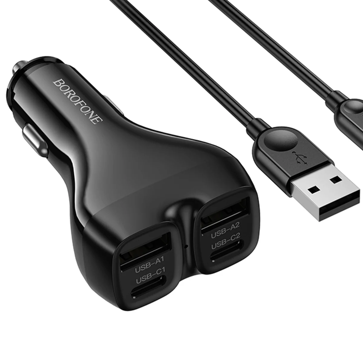 АЗУ Borofone BZ35 Leader PD15W+QC3.0 total 30W (2USB-A/2C) + кабель USB to Lightning Black