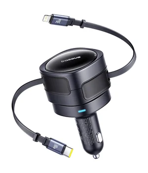 АЗУ Baseus Enjoyment Max PD60W with retractable cables (1USB-C/1L) (C00035507121) Cosmic Black