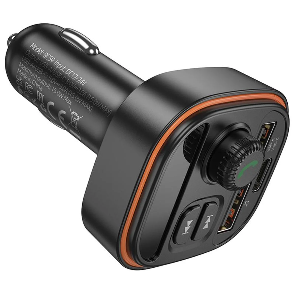 АЗУ FM модулятор Borofone BC59 Heroic (2USB-A/1C) Black